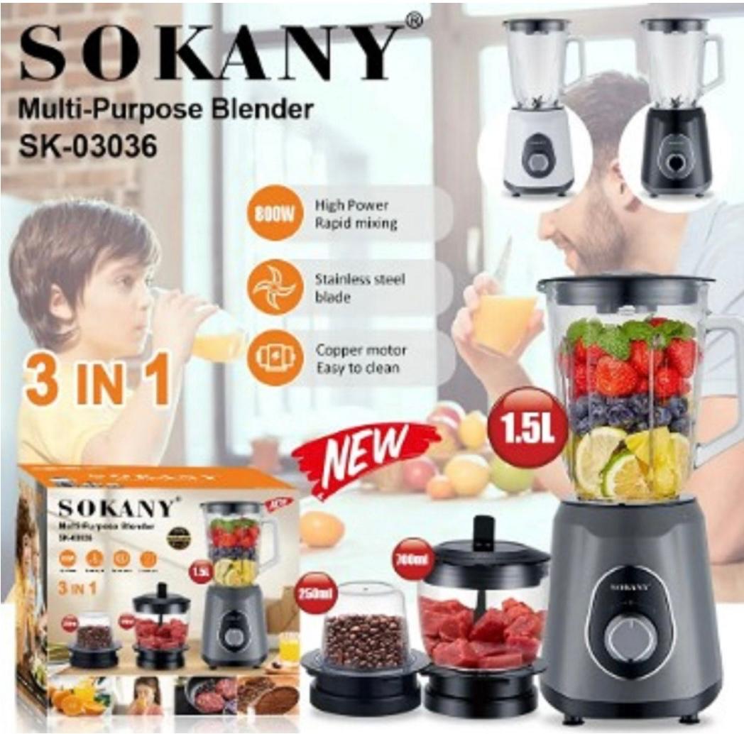 Sokany 3 in 1 Electric Juice Blender Machine & Extractor